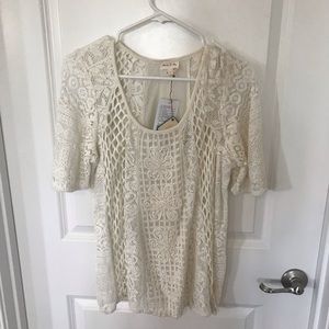 Anthropologie Ivory Lace top
